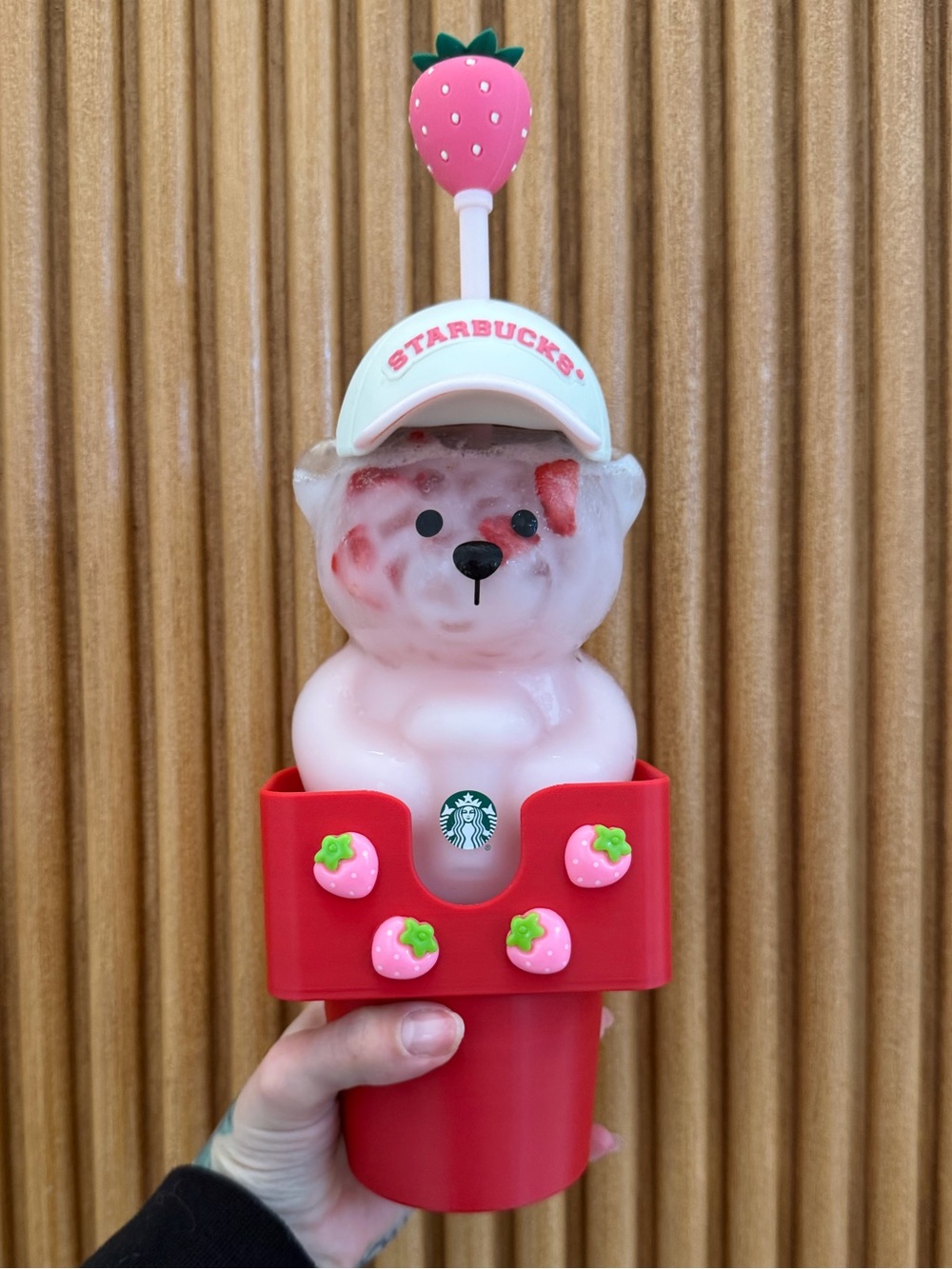 Starbucks Strawberry Bearista Cup Holder - Pink & Red - Picture 4 of 5
